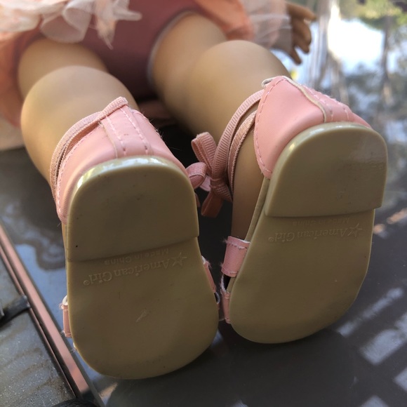 American Girl Doll with peach lace dress  and sandals - Picture 7 of 9